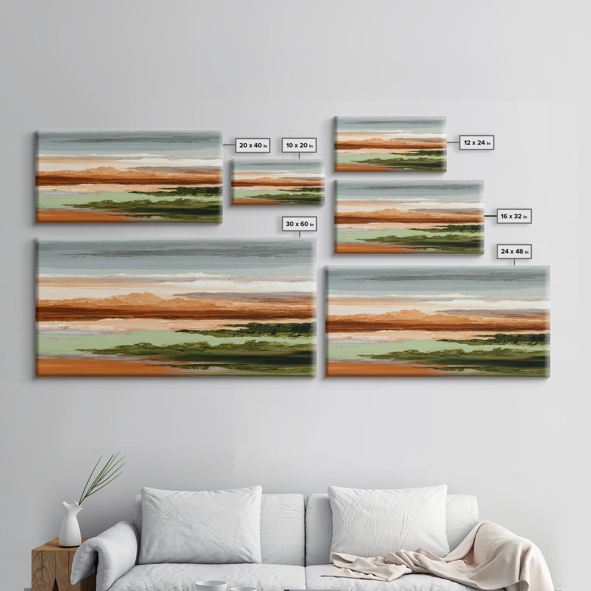 Bold Color Field Framed Canvas Print, Living Room Art, Mid Century Modern, Living Room Decor, Abstract Art, Living, LIR-2x1-72