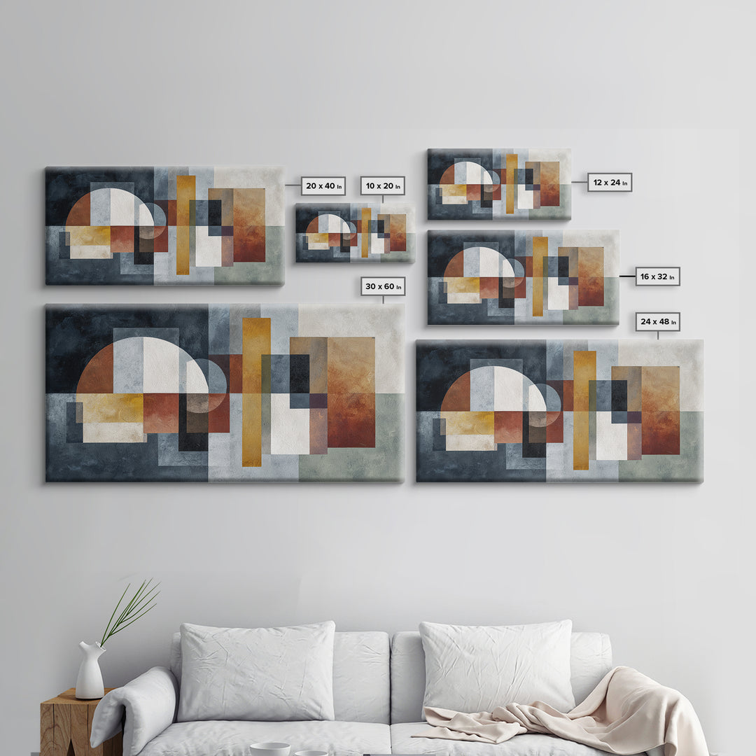 Mid Century Geometric Artwork Canvas Print, Living Room Art, Bedroom Decor, Living Room Decor, Living, Bedroom Wall Art, LIR-2x1-76
