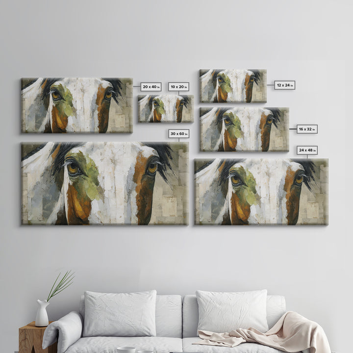 Contemporary Horse Portrait Canvas Print, Living Room Art, Painting, Living Room Decor, Fine Art, Living, Bedroom Decor, LIR-2x1-78