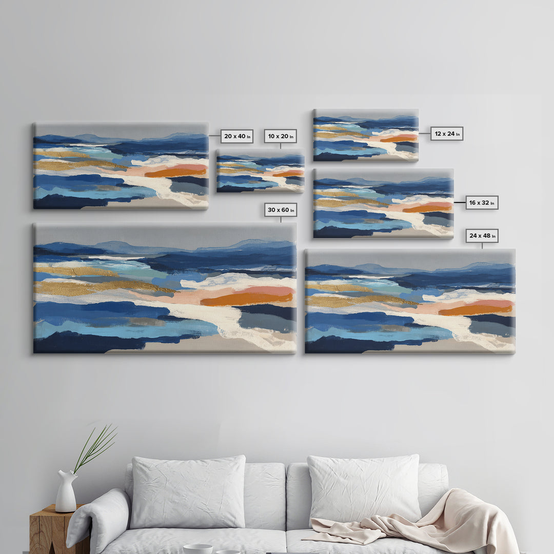 Gold Accented Abstract Brushwork Canvas Print, Living Room Art, Digital Prints, Living Room Decor, Abstract Art, Living, LIR-2x1-82