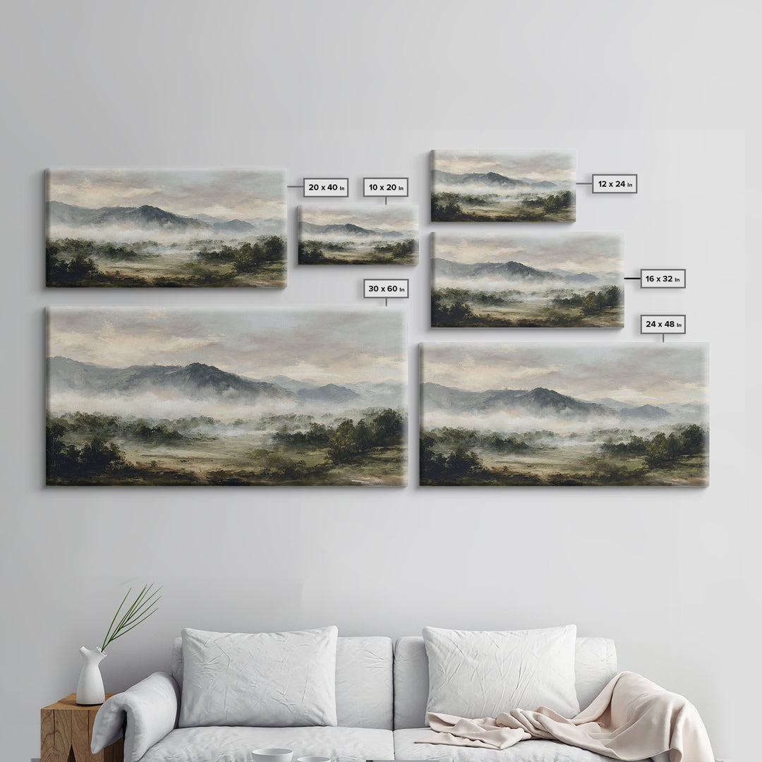 Classic Mountain Panorama for Cozy Interiors Framed Canvas Print, Living Room Art, New Home Gift, Living Room Decor, Living, LIR-2x1-84