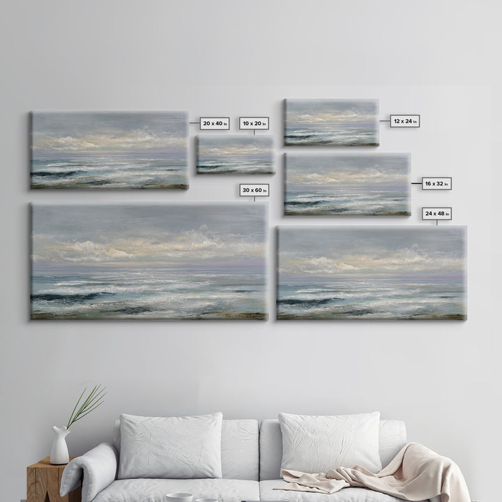Large Cloudscape with Gentle Movement Framed Canvas Print, Living Room Art, Boho Wall Art, Living Room Decor, Fine Art, Living, LIR-2x1-87