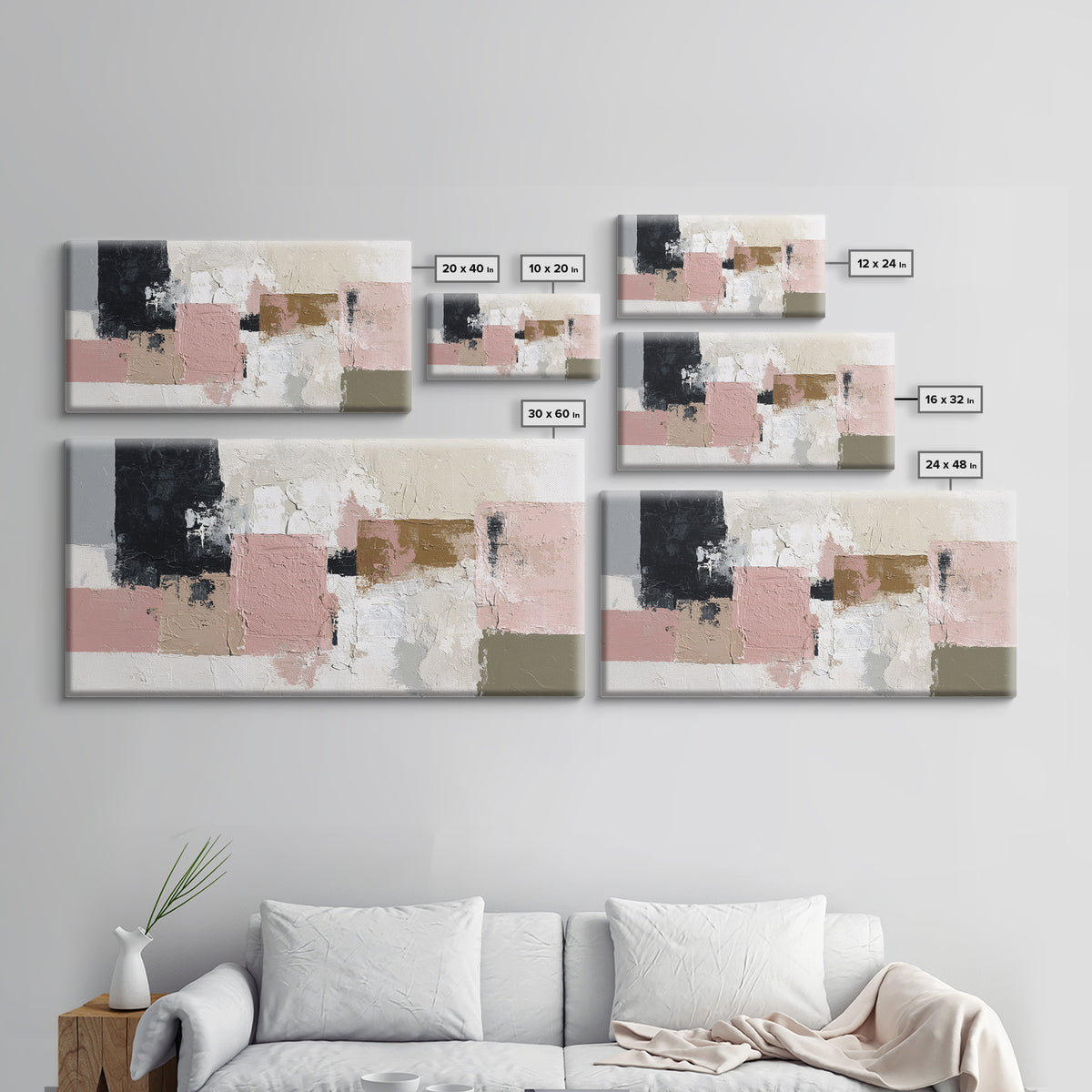 Monochrome Stone Texture Abstraction Canvas Print, Living Room Art, Apartment Decor, Living Room Decor, Fine Art, Living, LIR-2x1-89