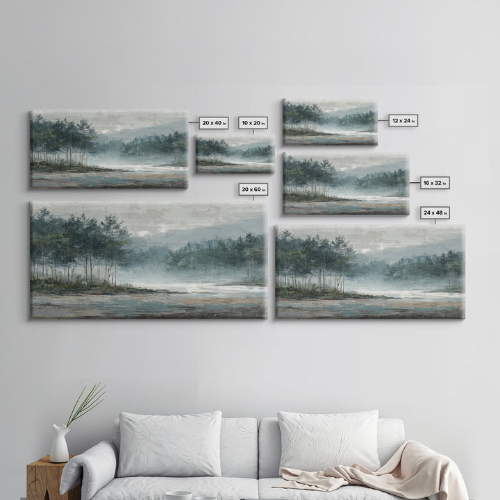 Minimal Scandinavian Forest Framed Canvas Print, Living Room Art, Painting, Living Room Decor, Fine Art, Living, Bedroom Decor, LIR-2x1-9