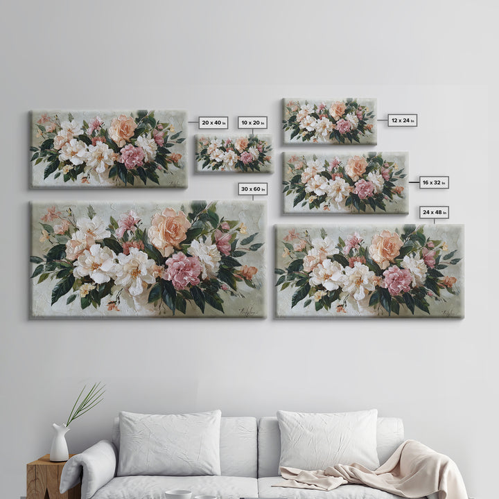 Botanical Vase Painting Canvas Print, Living Room Art, Printable, Living Room Decor, Oil Painting, Living, Printable Art, LIR-2x1-94