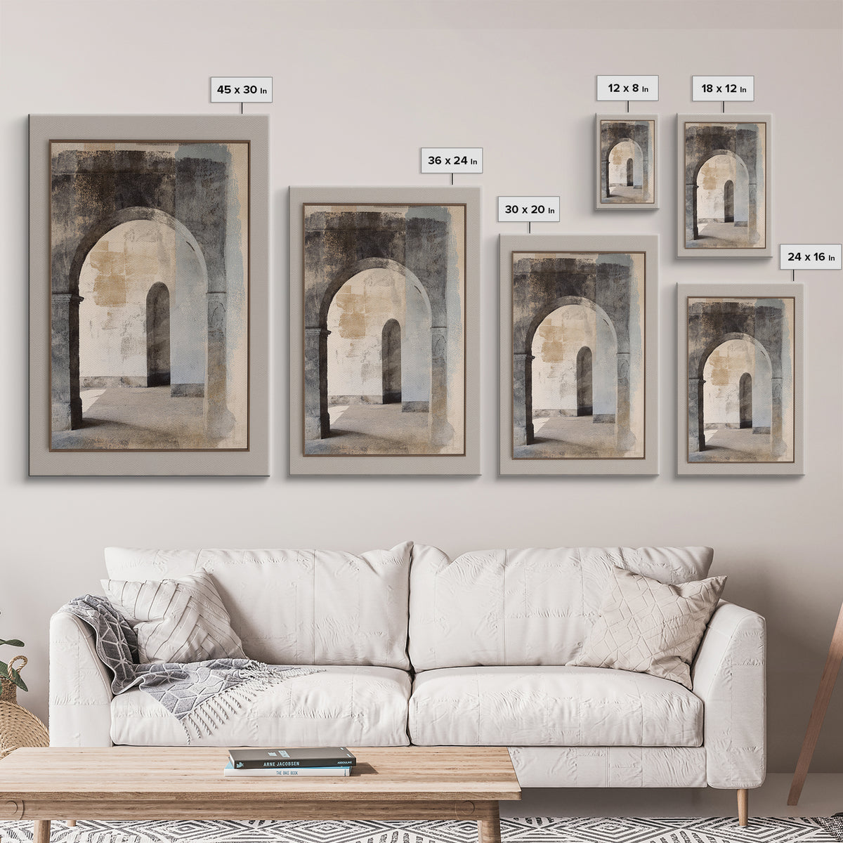 Black and White Architectural Arch Composition Canvas Print, Living Room Art, Minimalist Decor, Living Room Decor, Living, LIR-2x3-15