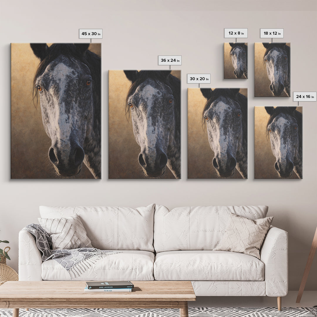 Contemporary Horse Portrait Framed Canvas Print, Living Room Art, Home Decor, Living Room Decor, Fine Art, Living, LIR-2x3-18