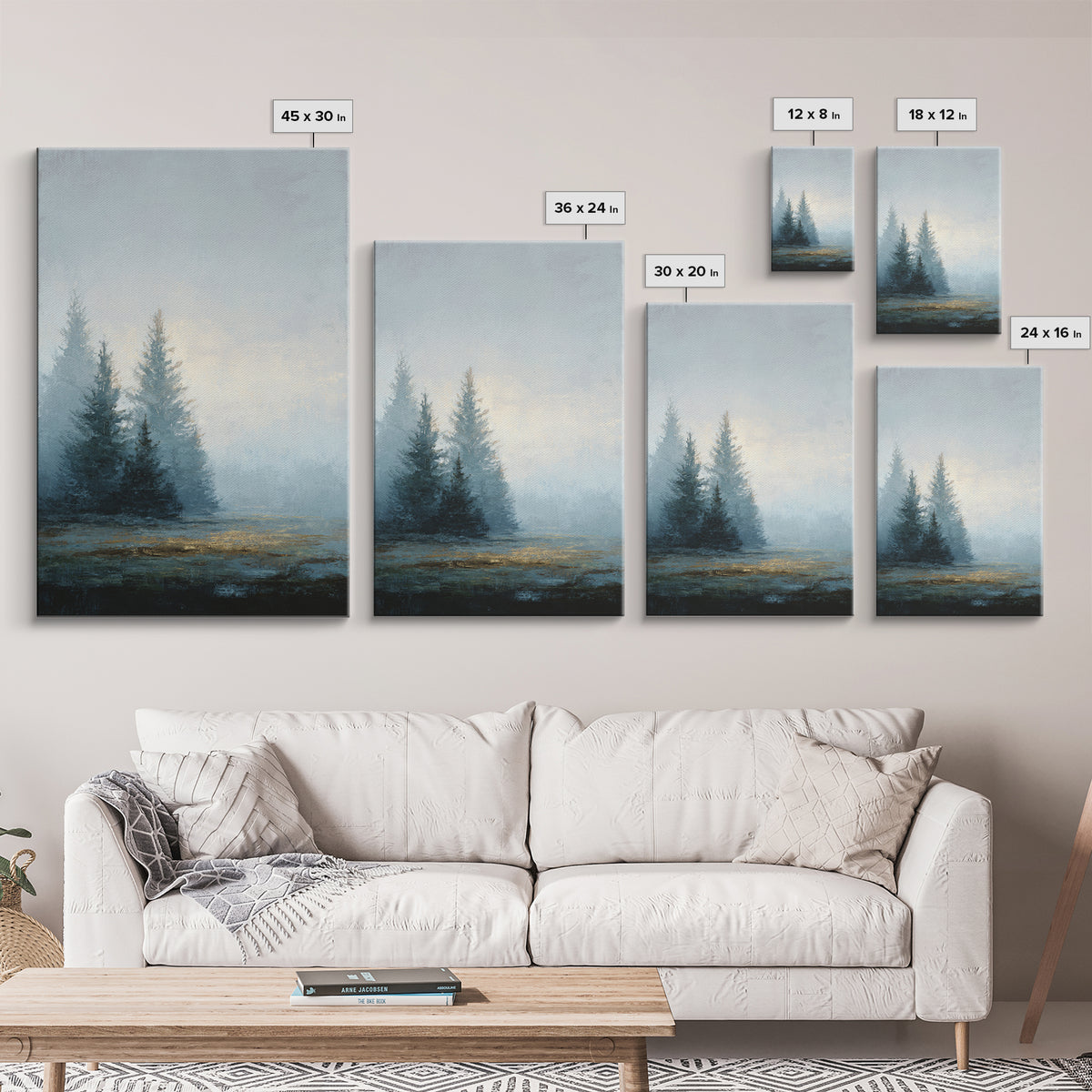 Minimal Scandinavian Forest Framed Canvas Print, Living Room Art, Home, Living Room Decor, Fine Art, Living, Pet Portraits, LIR-2x3-21