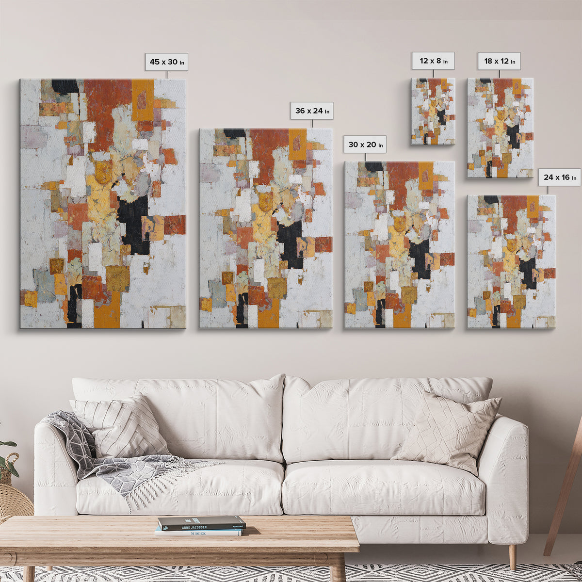 Gold Accented Abstract Brushwork Framed Canvas Print, Living Room Art, Art, Living Room Decor, Fine Art, Living, Art Nouveau, LIR-2x3-22