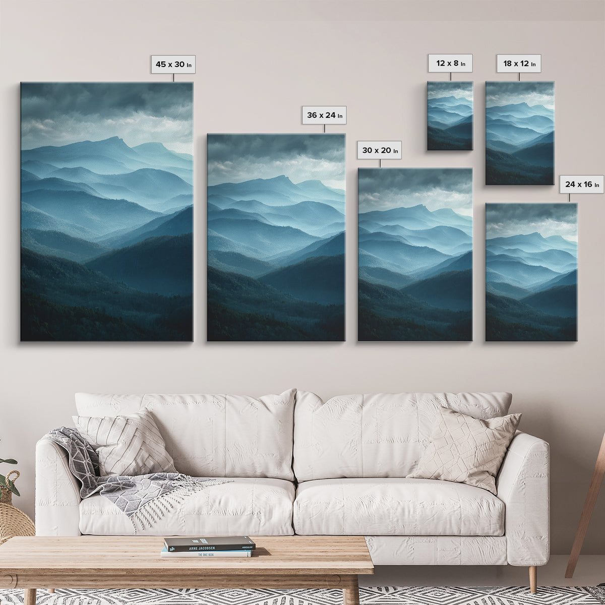 Classic Mountain Panorama for Cozy Interiors Framed Canvas Print, Living Room Art, Modern Decor, Living Room Decor, Living, LIR-2x3-24