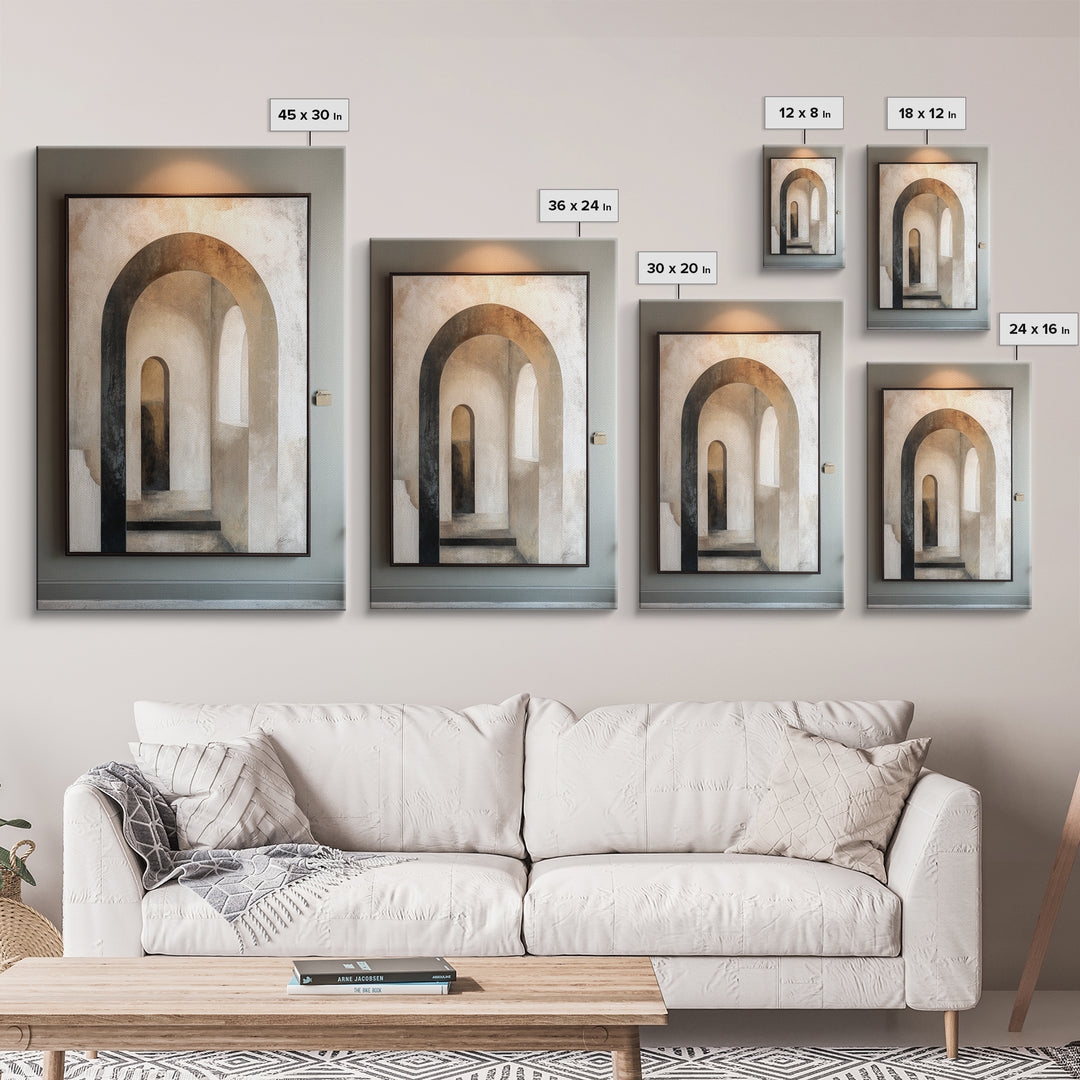 Black and White Architectural Arch Composition Canvas Print, Living Room Art, Mid Century Modern, Living Room Decor, Living, LIR-2x3-39
