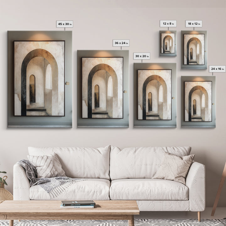 Black and White Architectural Arch Composition Canvas Print, Living Room Art, Mid Century Modern, Living Room Decor, Living, LIR-2x3-39