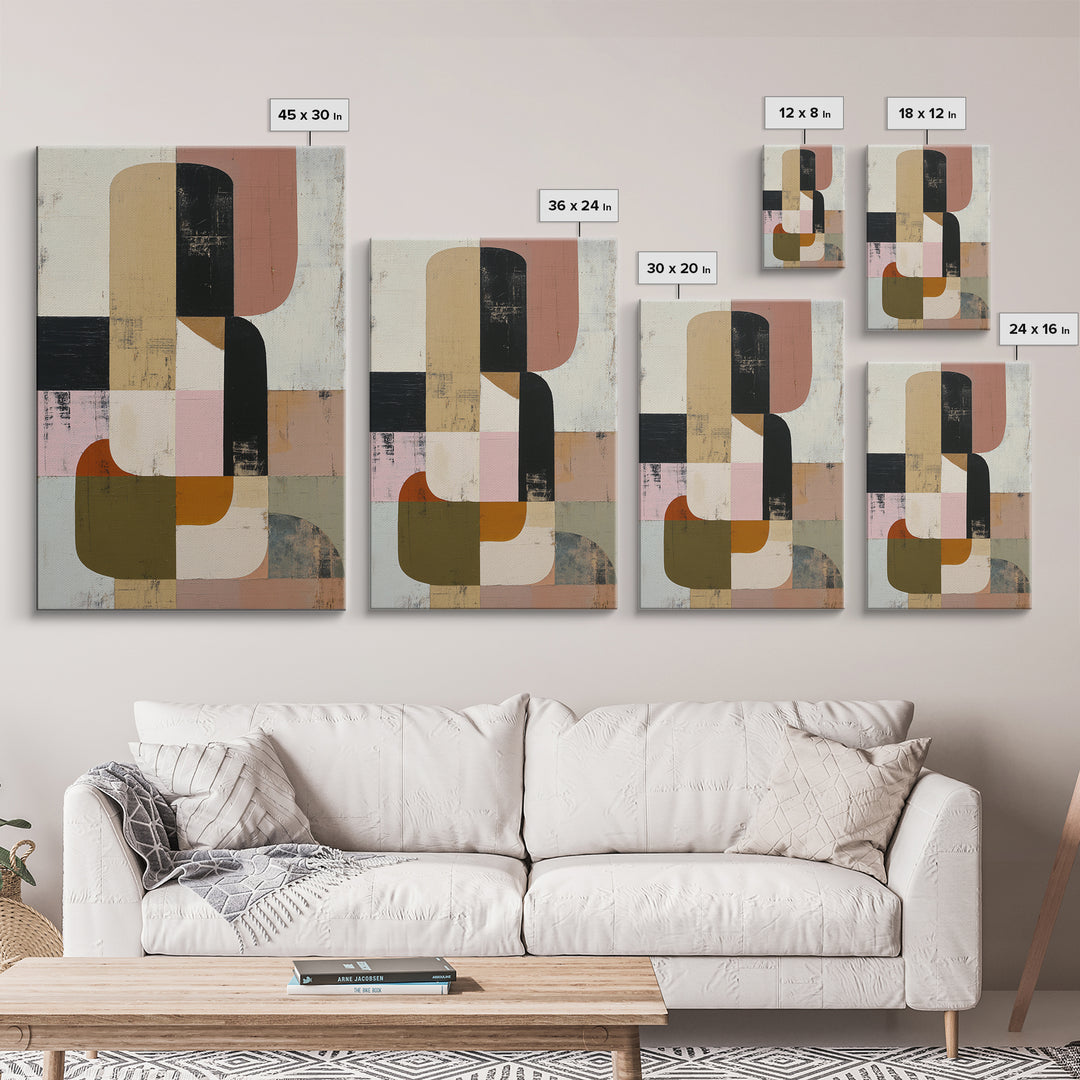 Mid Century Geometric Artwork Canvas Print, Living Room Art, Contemporary Art, Living Room Decor, Abstract Art, Living, LIR-2x3-40