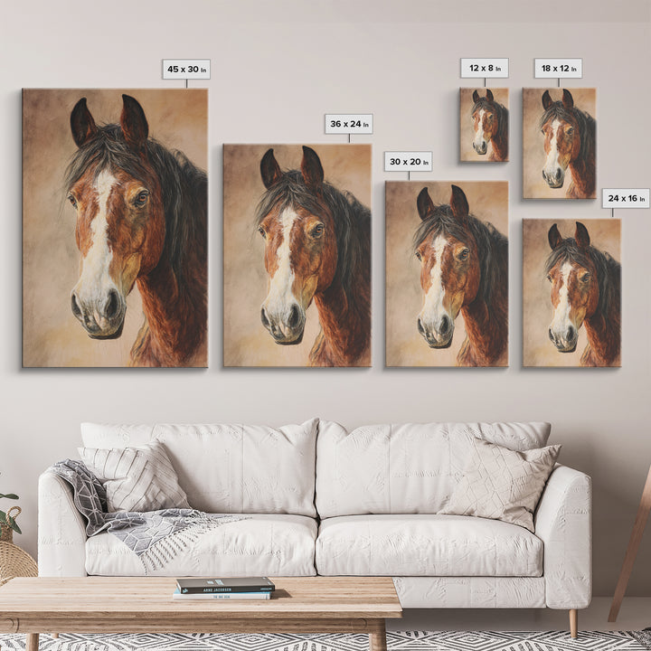 Contemporary Horse Portrait Framed Canvas Print, Living Room Art, Home Decor, Living Room Decor, Fine Art, Living, LIR-2x3-42