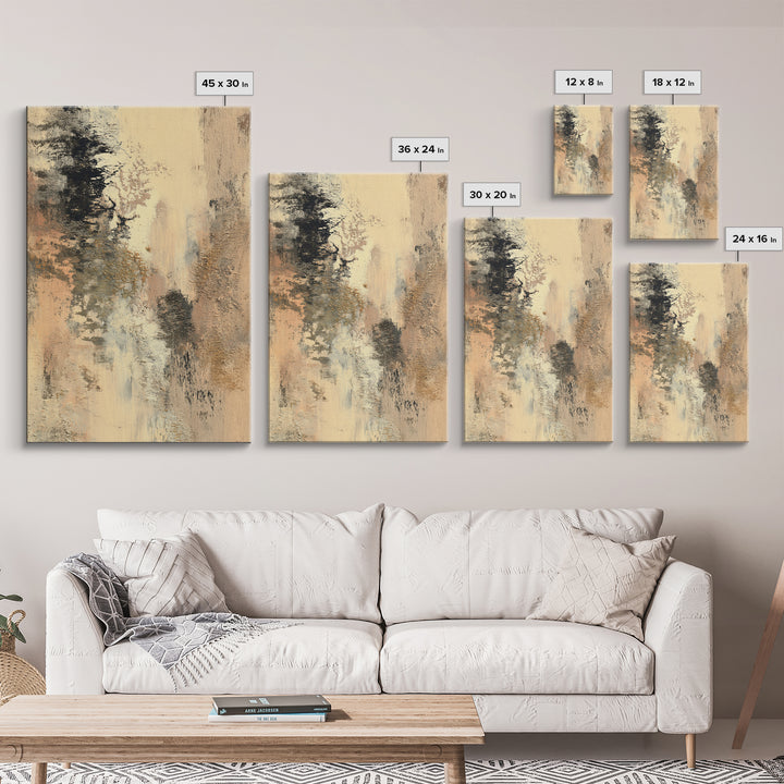 Gold Accented Abstract Brushwork Framed Canvas Print, Living Room Art, Art, Living Room Decor, Fine Art, Living, Art Nouveau, LIR-2x3-46
