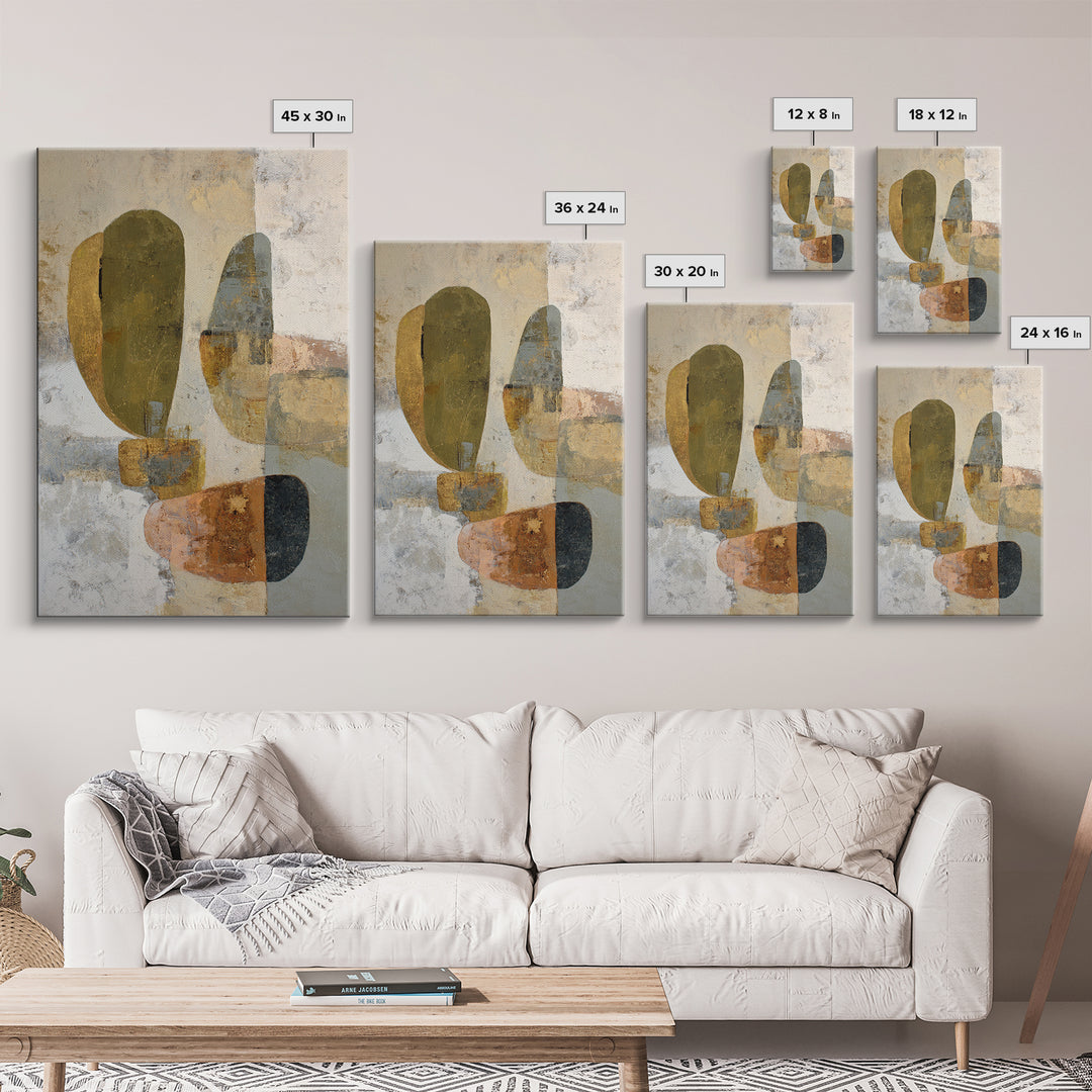 Abstract Organic Shapes Framed Canvas Print, Living Room Art, Oil Painting, Living Room Decor, Fine Art, Living, Boho Wall Art, LIR-2x3-47