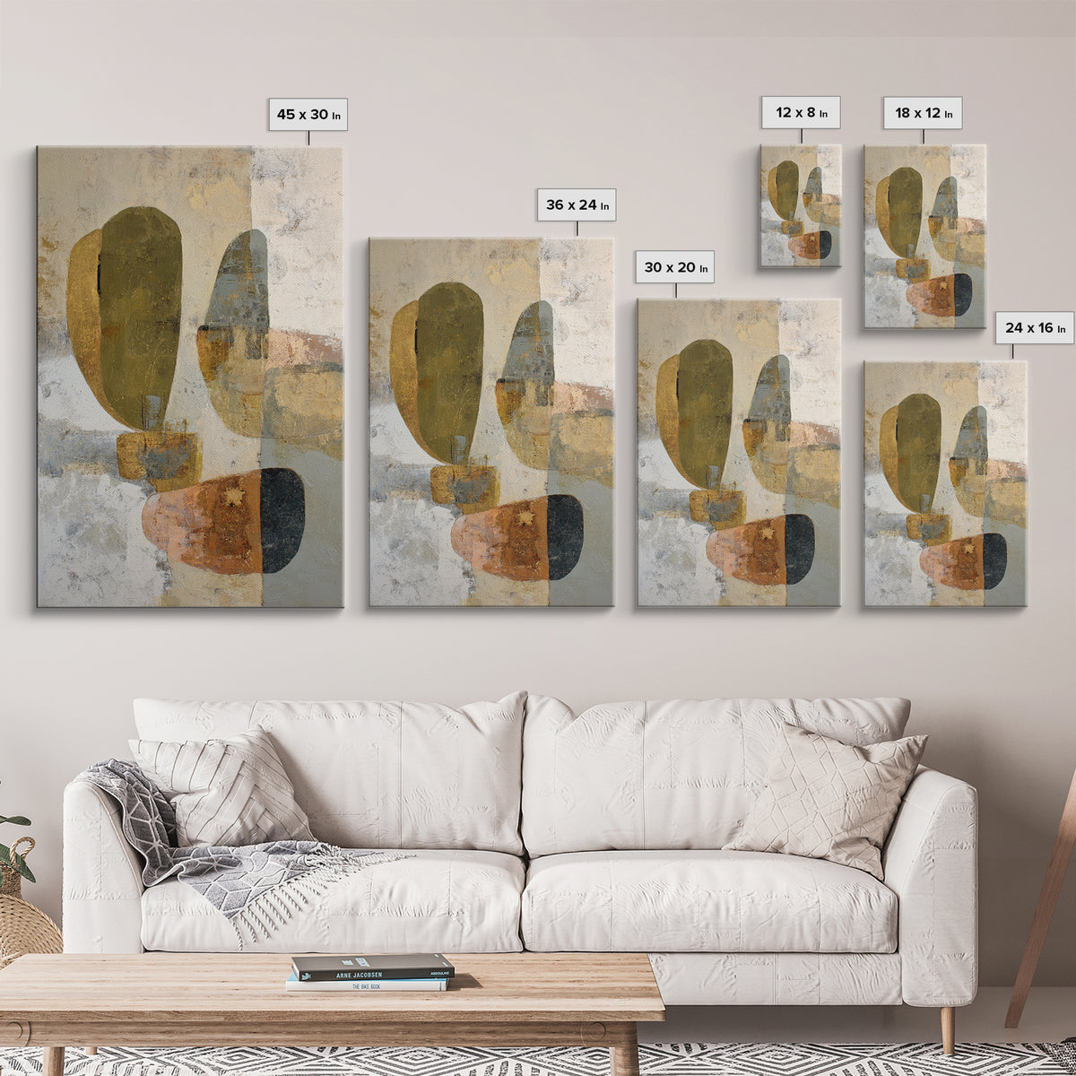 Abstract Organic Shapes Framed Canvas Print, Living Room Art, Oil Painting, Living Room Decor, Fine Art, Living, Boho Wall Art, LIR-2x3-47