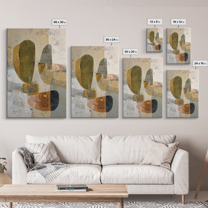 Abstract Organic Shapes Framed Canvas Print, Living Room Art, Oil Painting, Living Room Decor, Fine Art, Living, Boho Wall Art, LIR-2x3-47