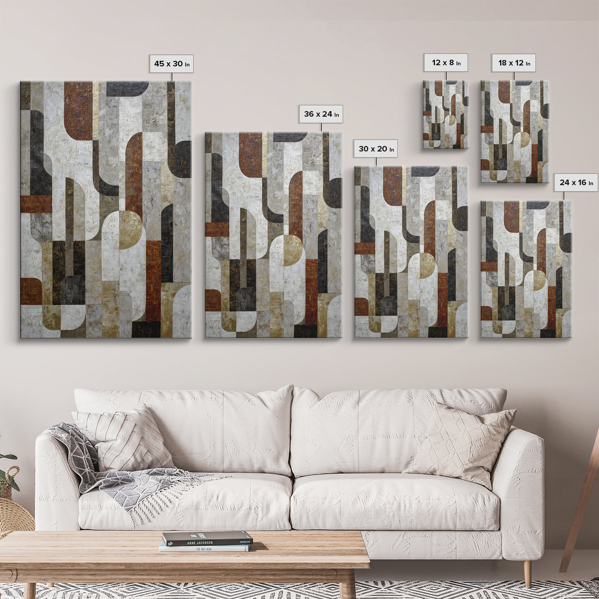 Monochrome Stone Texture Abstraction Framed Canvas Print, Living Room Art, Art Nouveau, Living Room Decor, Abstract Art, Living, LIR-2x3-53