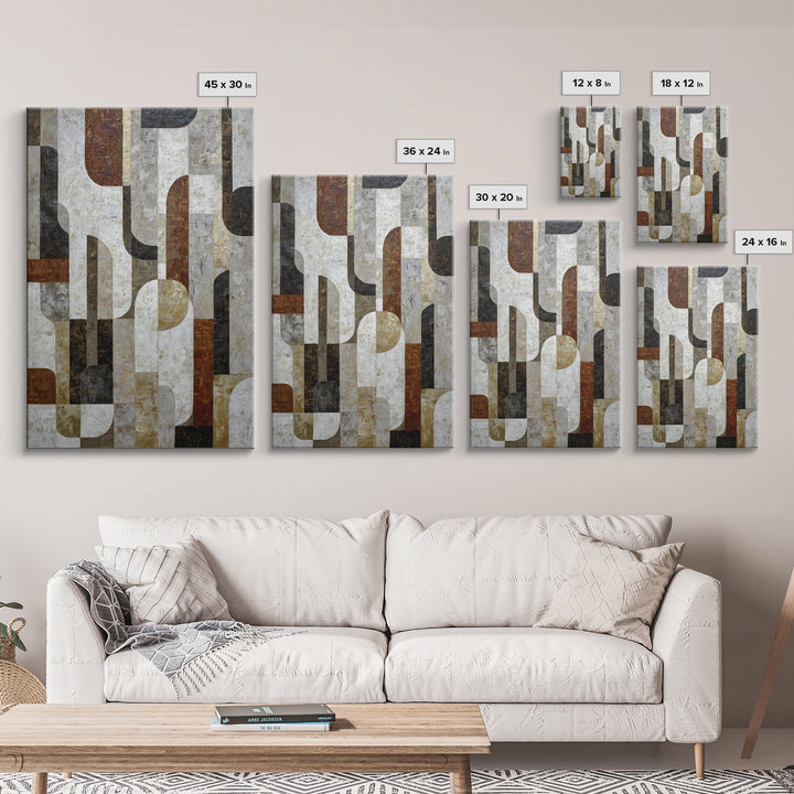 Monochrome Stone Texture Abstraction Framed Canvas Print, Living Room Art, Art Nouveau, Living Room Decor, Abstract Art, Living, LIR-2x3-53