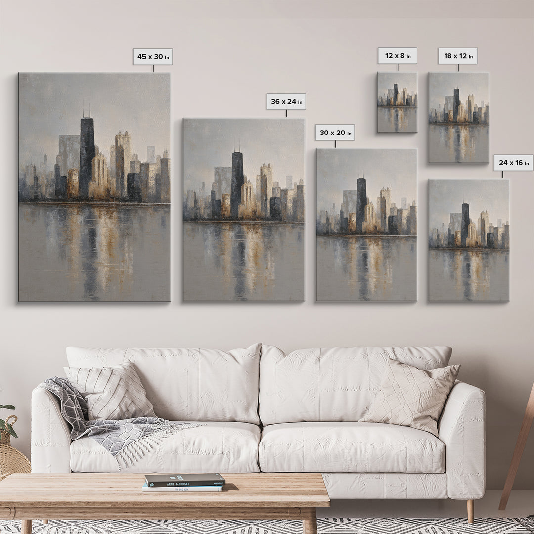 Modern City Skyline Canvas Print, Living Room Art, Living Room Decor, Abstract Art, Living, Bedroom Decor, Apartment Decor, LIR-2x3-54