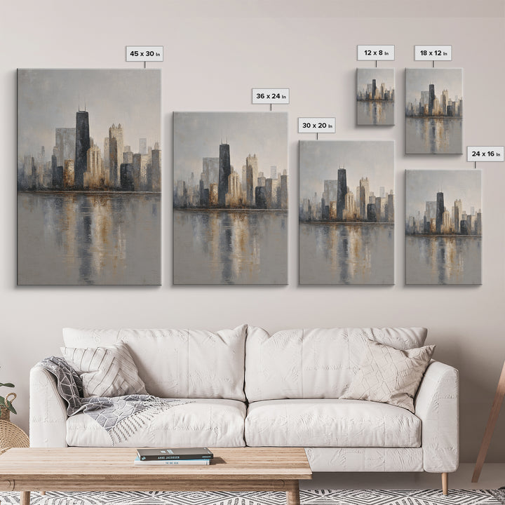 Modern City Skyline Canvas Print, Living Room Art, Living Room Decor, Abstract Art, Living, Bedroom Decor, Apartment Decor, LIR-2x3-54