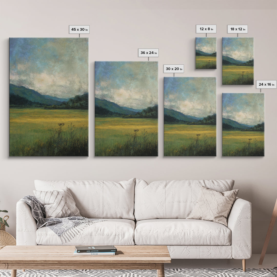 Quiet Meadow Landscape Framed Canvas Print, Living Room Art, Printable, Living Room Decor, Oil Painting, Living, Printable Art, LIR-2x3-55