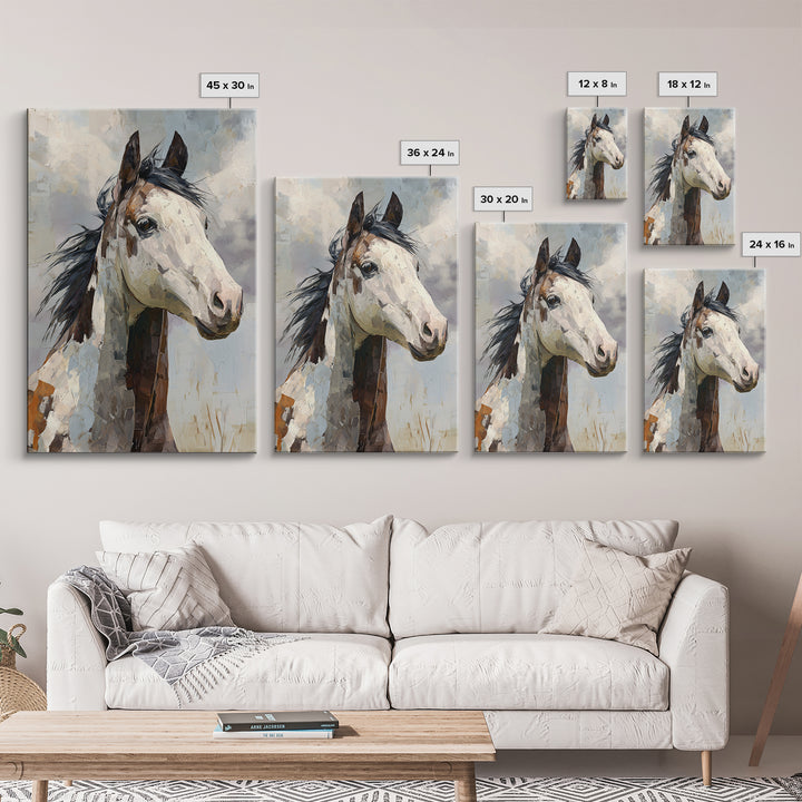 Contemporary Horse Portrait Canvas Print, Living Room Art, Home, Living Room Decor, Living, Pet Portraits, Printable Art, LIR-2x3-66