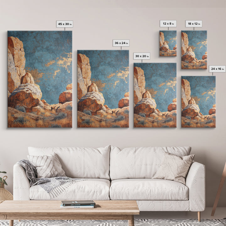 Earthy Desert Landscape Framed Canvas Print, Living Room Art, Apartment Decor, Living Room Decor, Oil Painting, Living, LIR-2x3-68