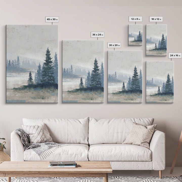 Minimal Scandinavian Forest Framed Canvas Print, Living Room Art, New Home Gift, Living Room Decor, Fine Art, Living, LIR-2x3-69