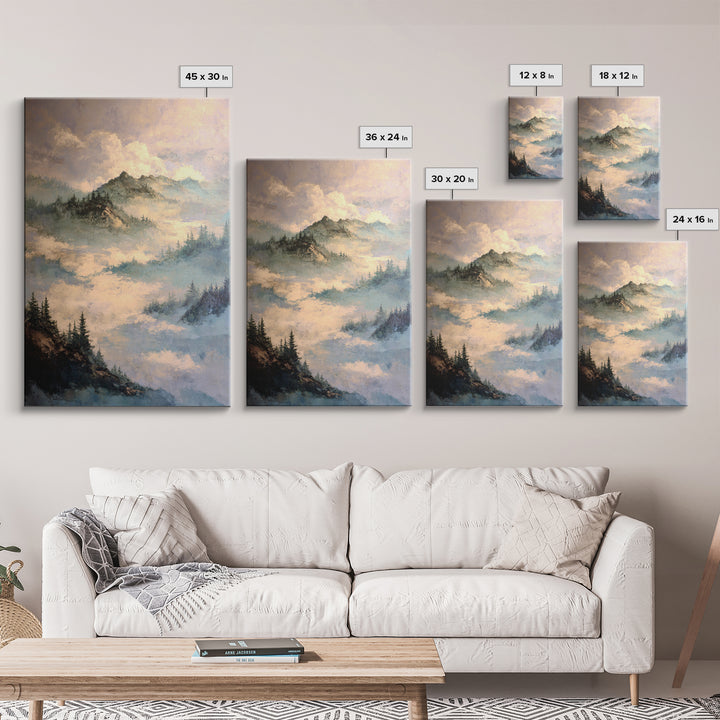 Classic Mountain Panorama for Cozy Interiors Canvas Print, Living Room Art, Home, Living Room Decor, Fine Art, Living, LIR-2x3-72