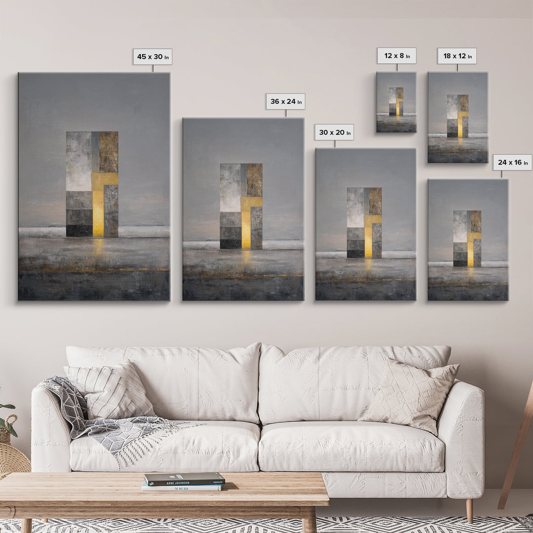 Modern City Skyline Framed Canvas Print, Living Room Art, Mid Century Modern, Living Room Decor, Abstract Art, Living, LIR-2x3-78