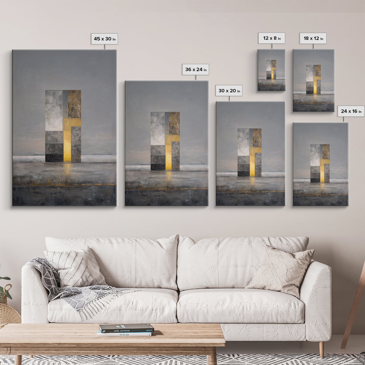 Modern City Skyline Framed Canvas Print, Living Room Art, Mid Century Modern, Living Room Decor, Abstract Art, Living, LIR-2x3-78
