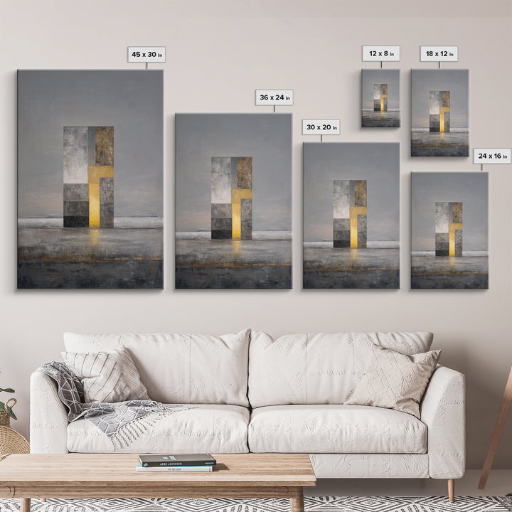 Modern City Skyline Framed Canvas Print, Living Room Art, Mid Century Modern, Living Room Decor, Abstract Art, Living, LIR-2x3-78