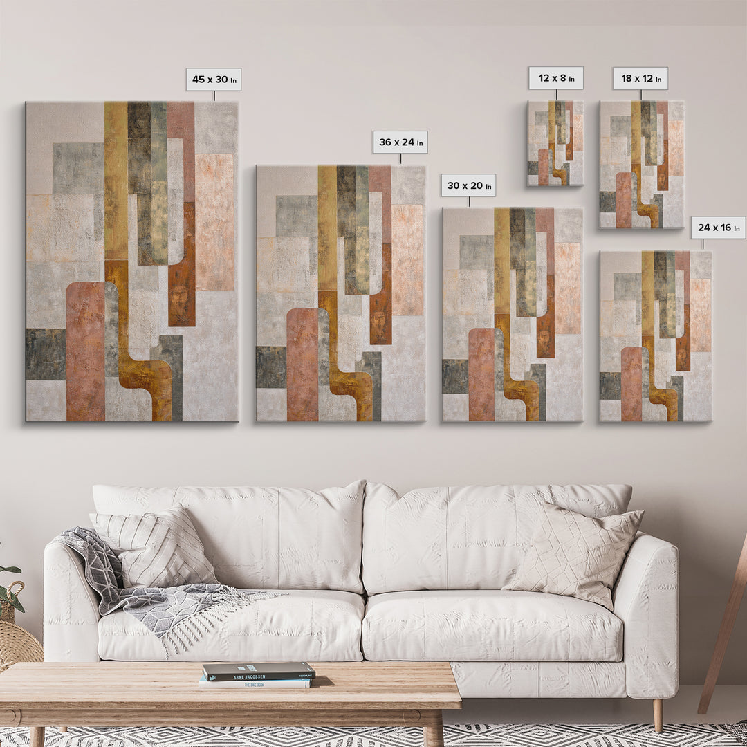 Mid Century Geometric Artwork Framed Canvas Print, Living Room Art, Bedroom Decor, Living Room Decor, Fine Art, Living, LIR-2x3-88