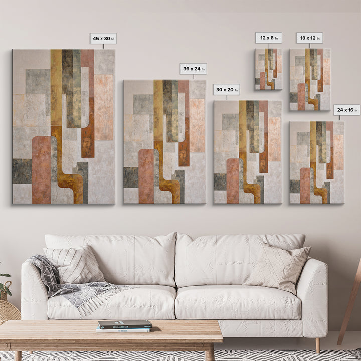 Mid Century Geometric Artwork Framed Canvas Print, Living Room Art, Bedroom Decor, Living Room Decor, Fine Art, Living, LIR-2x3-88
