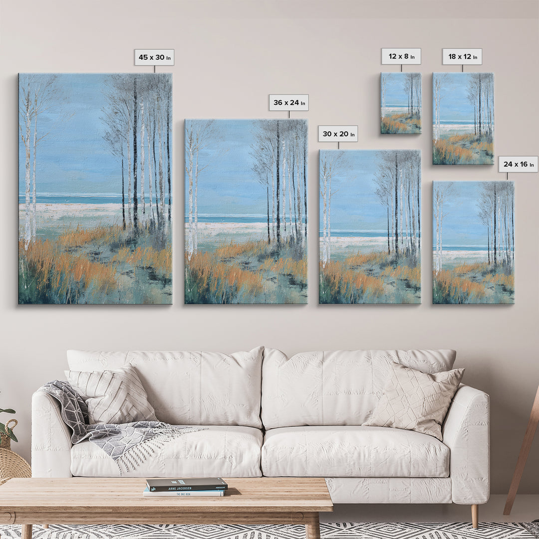 Minimal Scandinavian Forest Framed Canvas Print, Living Room Art, New Home Gift, Living Room Decor, Fine Art, Living, LIR-2x3-93