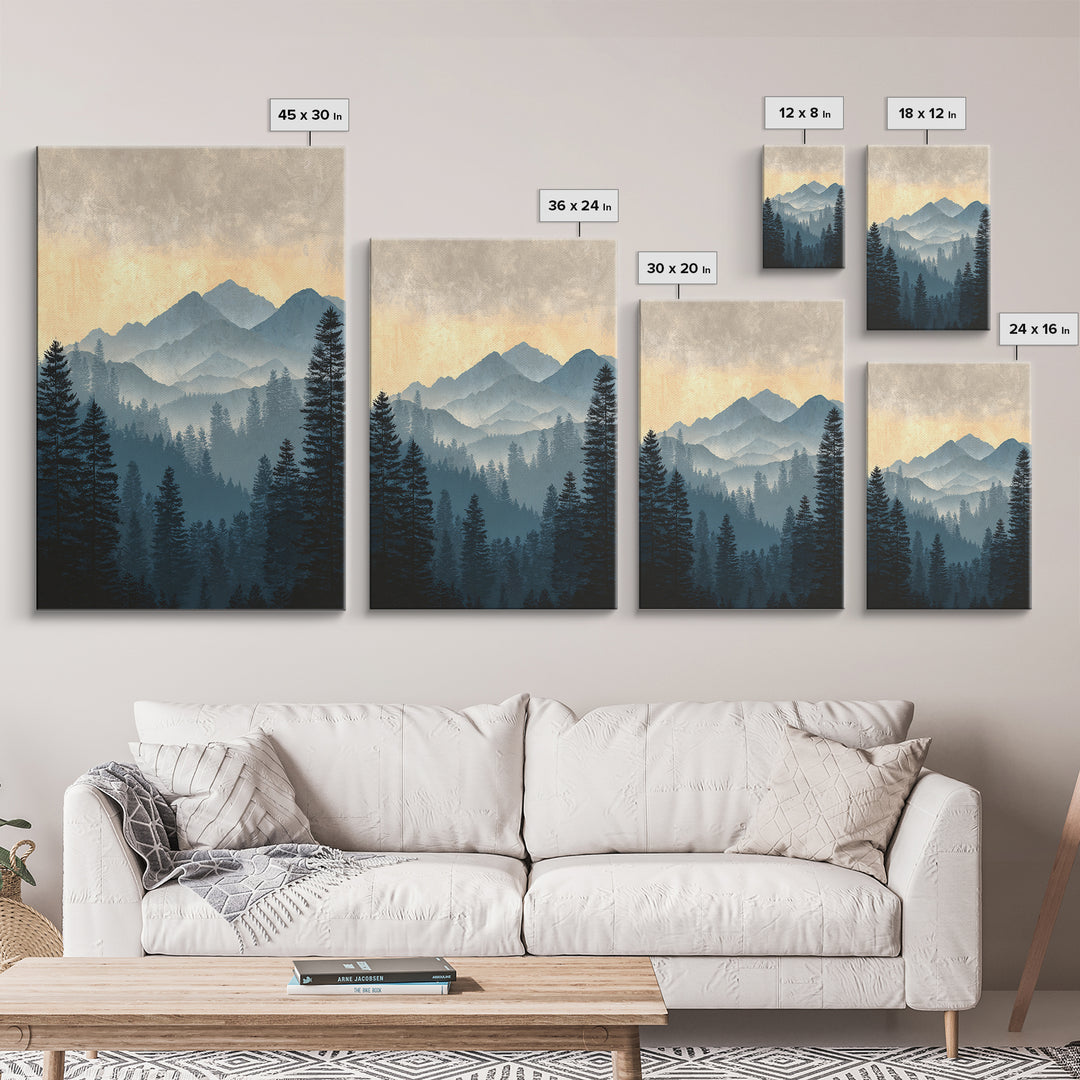Classic Mountain Panorama for Cozy Interiors Canvas Print, Living Room Art, New Home Gift, Living Room Decor, Fine Art, Living, LIR-2x3-96