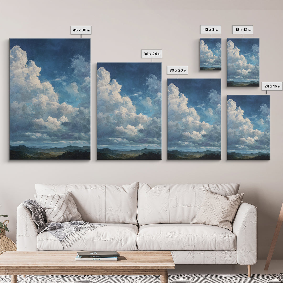 Large Cloudscape with Gentle Movement Canvas Print, Living Room Art, Boho Wall Art, Living Room Decor, Fine Art, Living, LIR-2x3-99