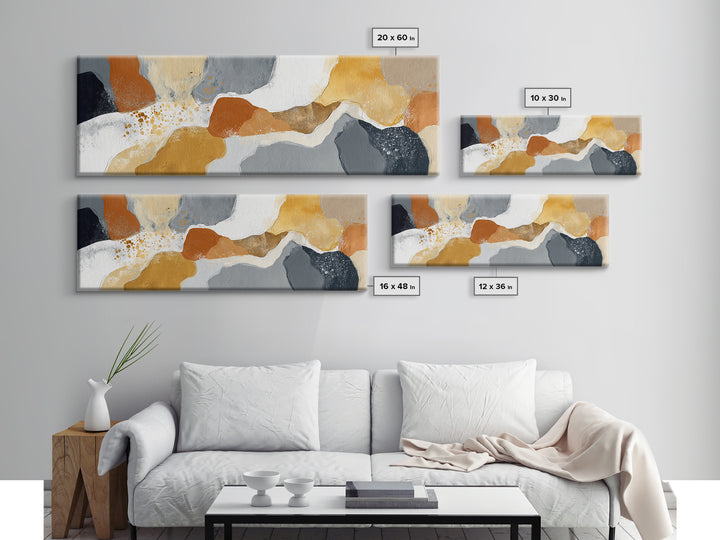 Large Statement Abstract Framed Canvas Print, Living Room Art, Boho Wall Art, Living Room Decor, Abstract Art, Living, LIR-3x1-17