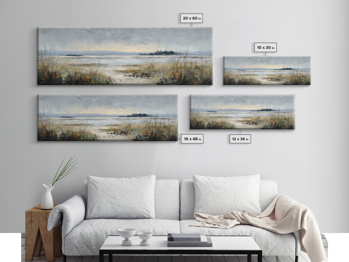 Modern Landscape with Expansive Calm Sky Canvas Print, Living Room Art, Luxury Decor, Living Room Decor, Fine Art, Living, LIR-3x1-19