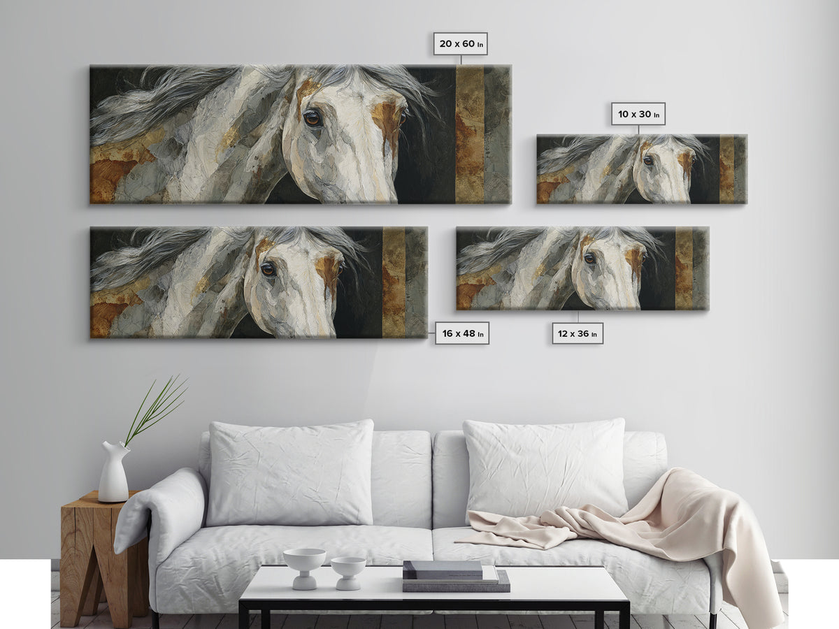 Contemporary Horse Portrait Canvas Print, Living Room Art, Abstract Art, Living Room Decor, Living, Living Room Wall Art, LIR-3x1-26