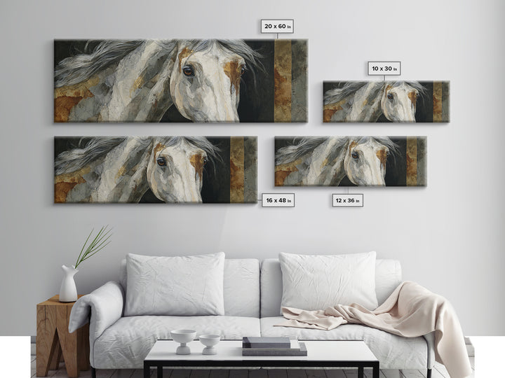 Contemporary Horse Portrait Canvas Print, Living Room Art, Abstract Art, Living Room Decor, Living, Living Room Wall Art, LIR-3x1-26