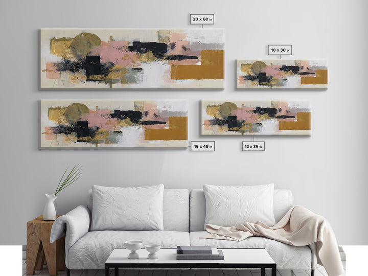 Gold Accented Abstract Brushwork Canvas Print, Living Room Art, Digital Prints, Living Room Decor, Abstract Art, Living, LIR-3x1-30