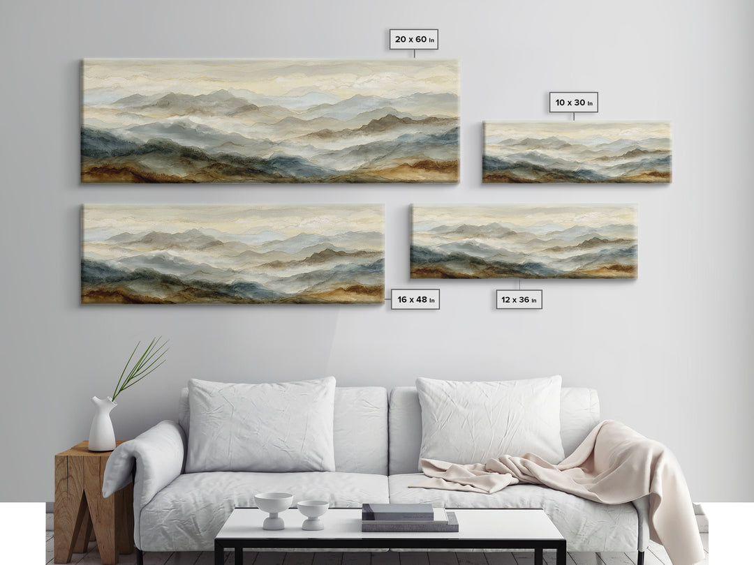 Classic Mountain Panorama for Cozy Interiors Canvas Print, Living Room Art, 3 Piece Wall Art, Living Room Decor, Living, LIR-3x1-32