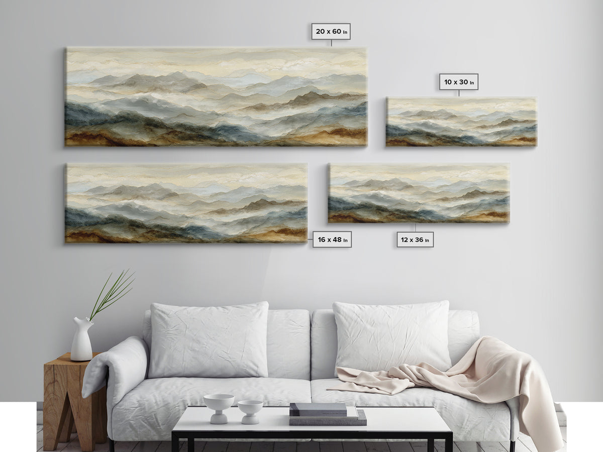 Classic Mountain Panorama for Cozy Interiors Canvas Print, Living Room Art, 3 Piece Wall Art, Living Room Decor, Living, LIR-3x1-32