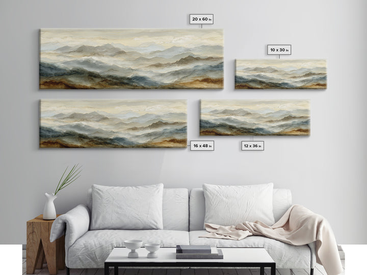 Classic Mountain Panorama for Cozy Interiors Canvas Print, Living Room Art, 3 Piece Wall Art, Living Room Decor, Living, LIR-3x1-32