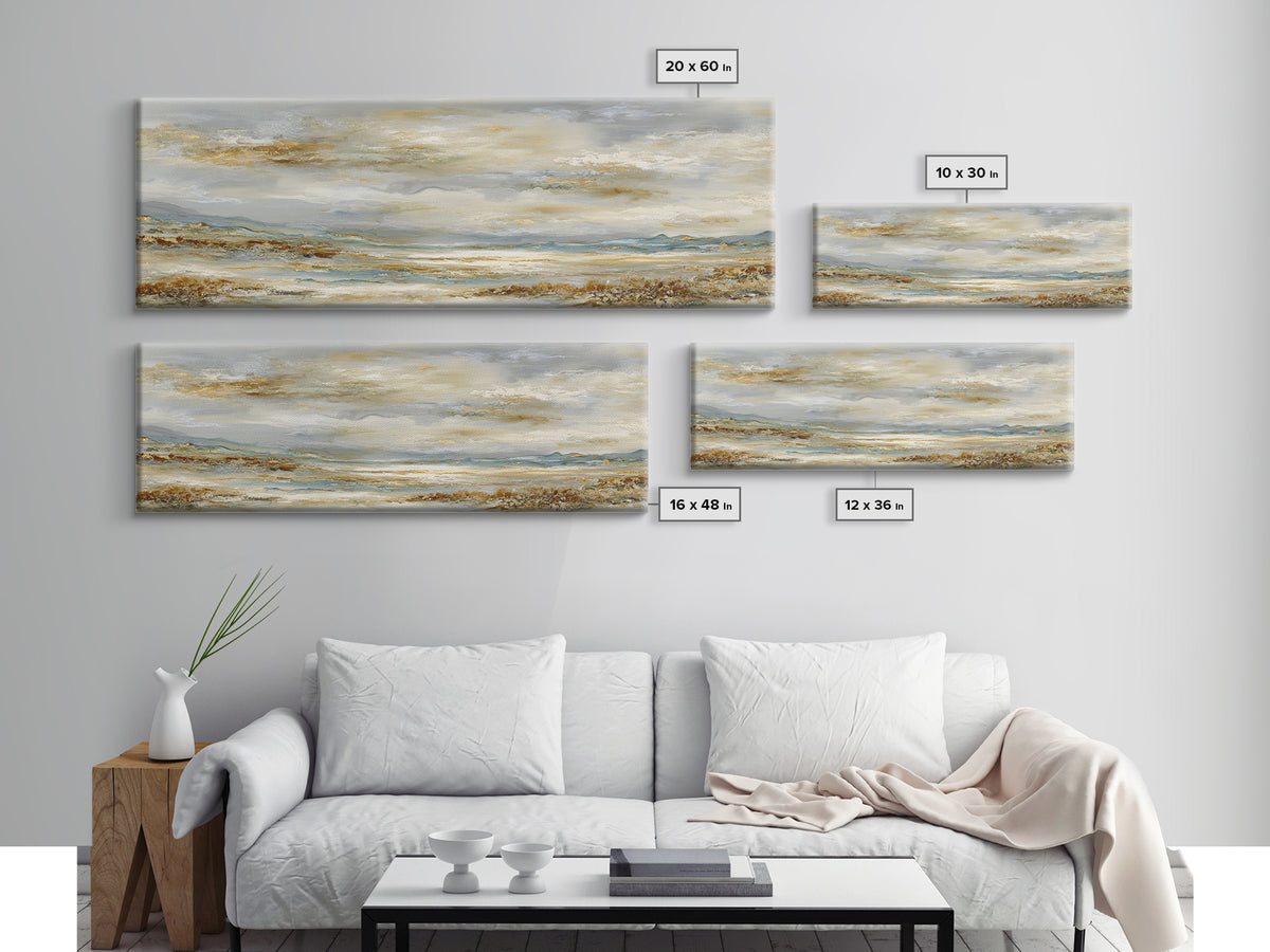 Large Cloudscape with Gentle Movement Canvas Print, Living Room Art, Minimalist Decor, Living Room Decor, Fine Art, Living, LIR-3x1-35