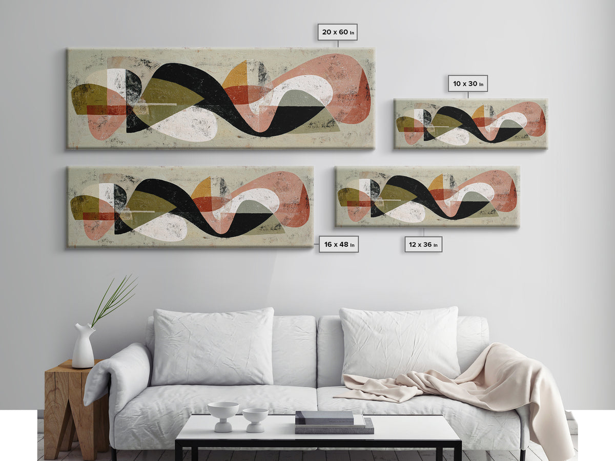 Abstract Organic Shapes Framed Canvas Print, Living Room Art, Wall Decor, Living Room Decor, Fine Art, Living, Abstract Art, LIR-3x1-55