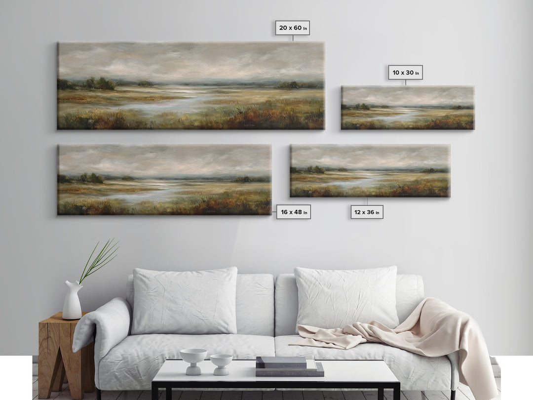 Quiet Meadow Landscape Framed Canvas Print, Living Room Art, Contemporary Art, Living Room Decor, Living, Oil Painting, LIR-3x1-63